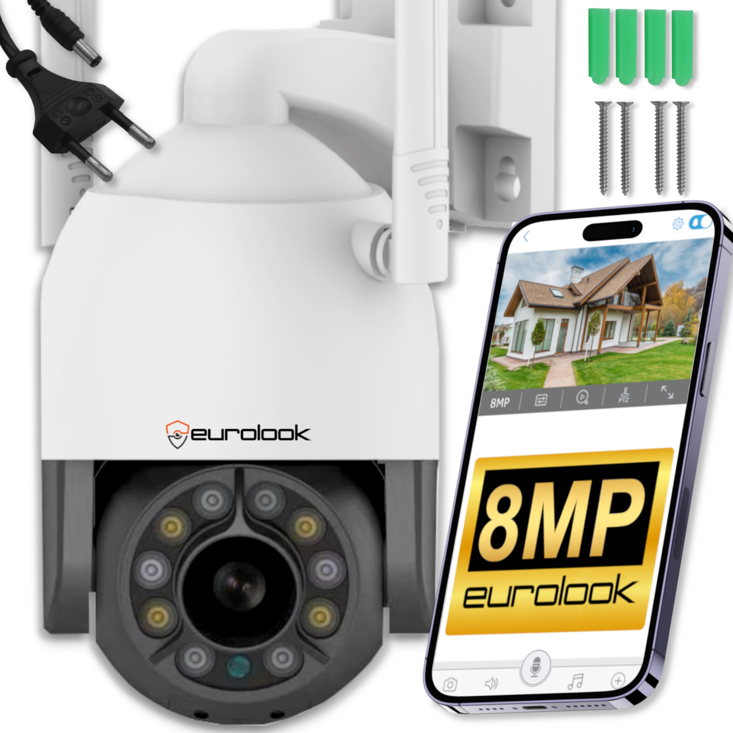 Vnútorná a vonkajšia IP kamera Eurolook WiFi Vonkajšia otočná Home Store Monitoring
